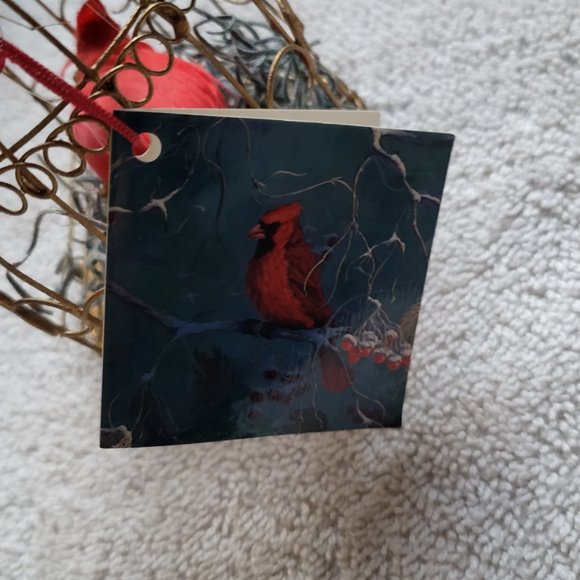 VTG WINDOWS ON NATURE CRANBERRY FEAST CARDINAL IN CAGE SUSAN A. MENZIES 1992RARE - Picture 6 of 7